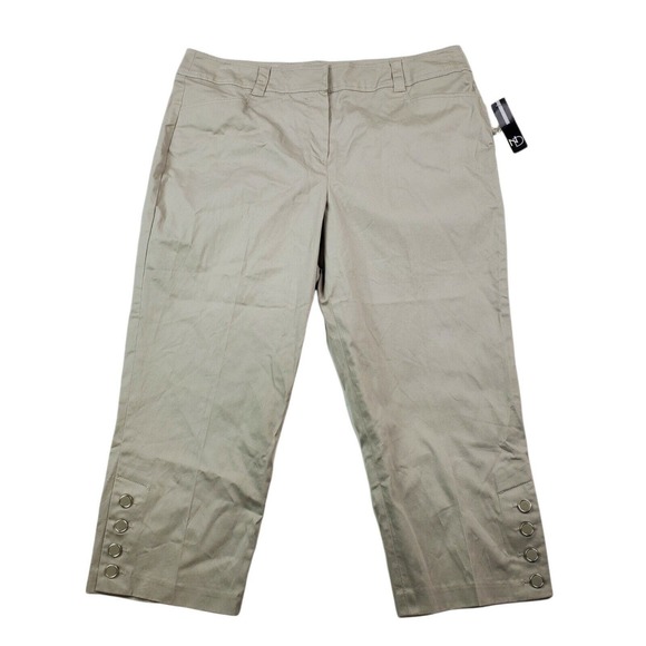 CC - New Direction Womens Cropped Pants 14 Tan Beige Khaki Stretch Casual NWT - Picture 1 of 6